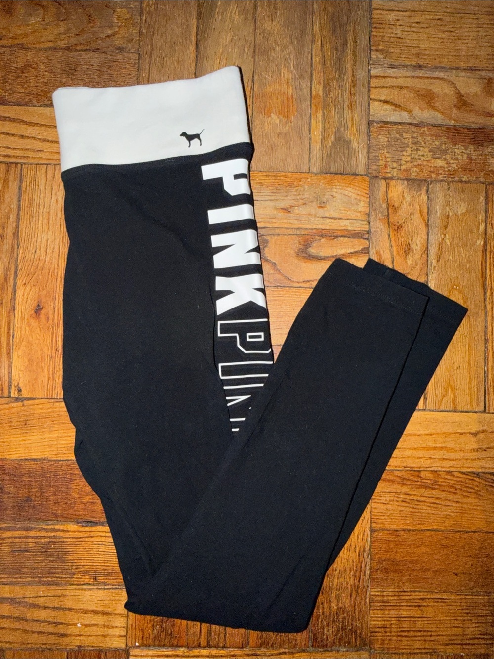 PINK Victoria's Secret Black Leggings with White  Waistband size M